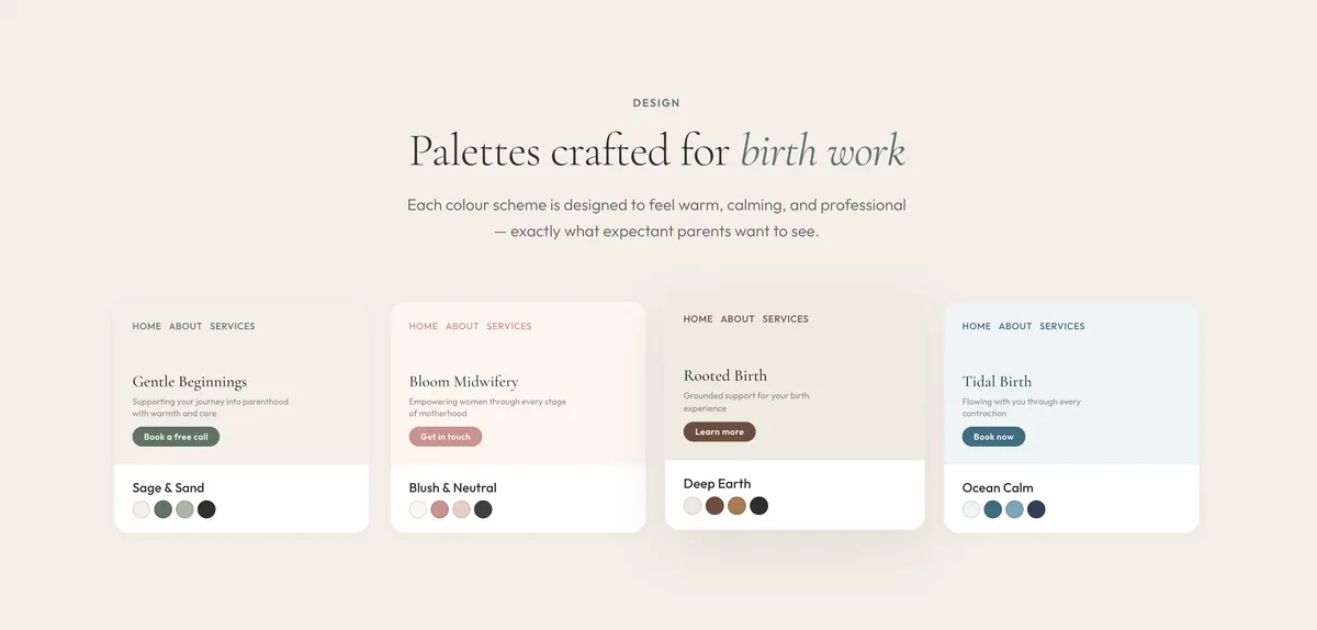 Curated colour palettes for birth workers
